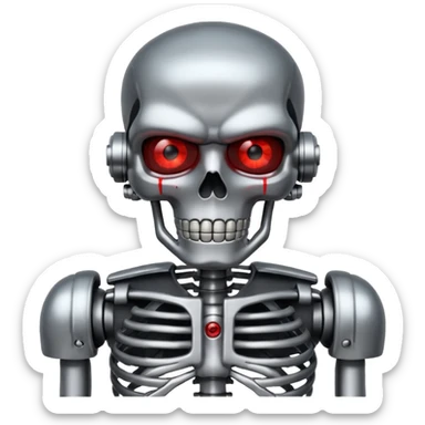 red eyed Terminator with metal skeleton sticker