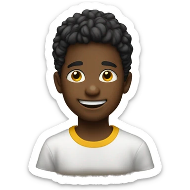 Niño contento negros y una remera de color mostaza y con un sonrisa  sticker