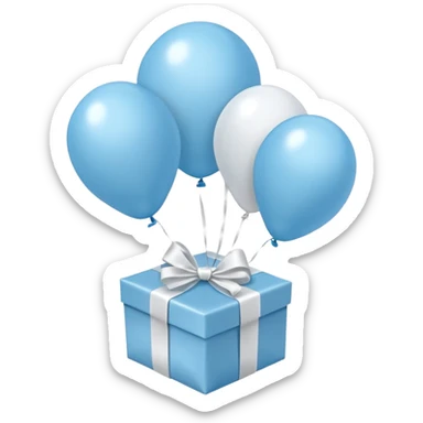 Please make light blue and white balloons too, make several and tie them to a gift sticker