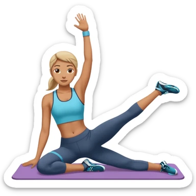 persona estiradacon las piernas levantadas gimnasio sticker