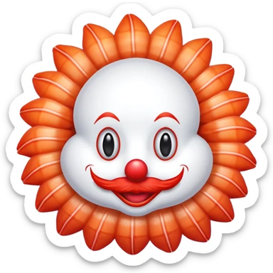 Shrimp upside down as a clown sticker
