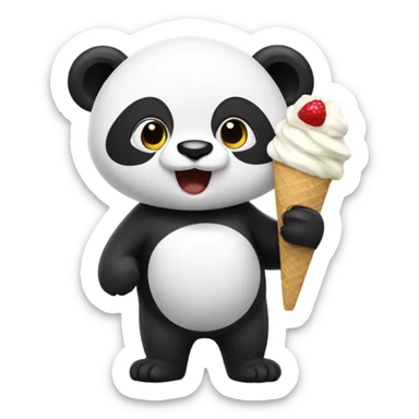 Panda eating ice cream sticker