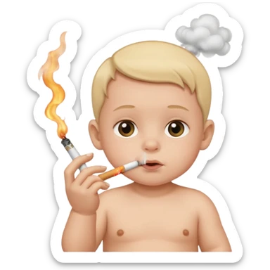 Baby smoking a cigarette sticker