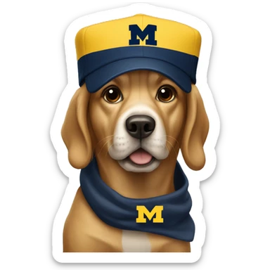Dog wearing University of Michigan hat sticker