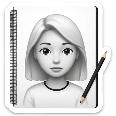 portre skecth on sketch book, with pencil. black and white sticker