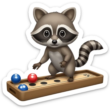 Raccoon playing deck shuffleboard sticker