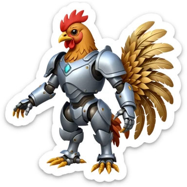 Mecha battle chicken humanoid creature but more human than chicken sticker