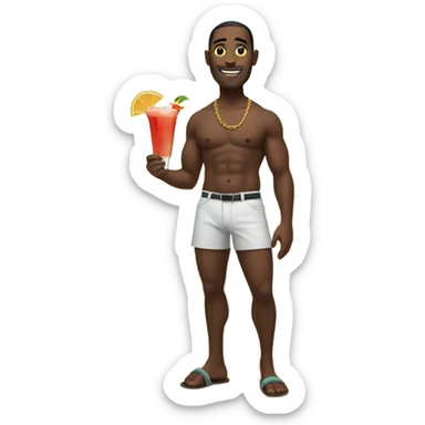 Man at beach with cocktail  sticker