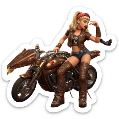 girl on motorcycle with style sticker