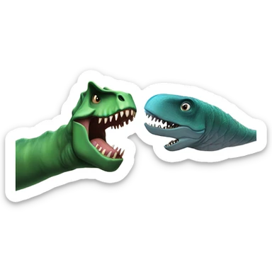 Dinosaur fist bumping a fish in space sticker