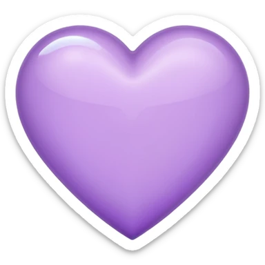 A light purple heart emoji that has the same shape as a normal heart emoji and light reflecting is from the tip of the heart and not in a circular  shape sticker