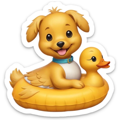 dog wearing a duck floaty  sticker