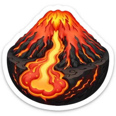 planet, surface covered in lava and volcano sticker