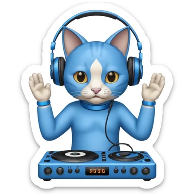 Blue cat dj sticker