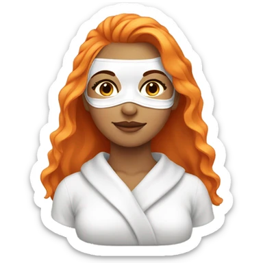 Tan girl with orange hair with face mask spa beauty full face relaxing sticker