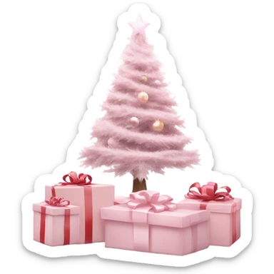 Light pink Christmas gifts under a white Christmas tree  sticker