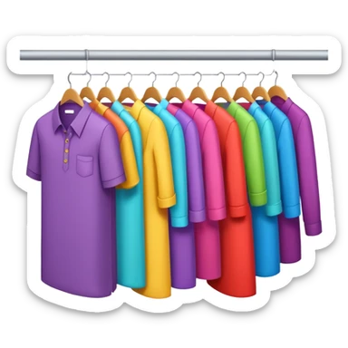 Clothing Store – racks of folded shirts and hanging dresses.

 sticker