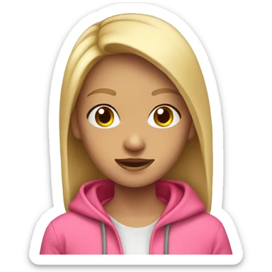 Blonde girl in pink hoodie sticker