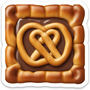 Square pretzel with chocolate candy in the middle sticker