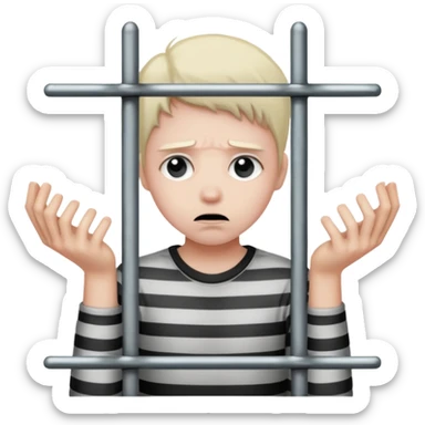 Smutna za więziennymi kratami trzymając się ich rękami sticker