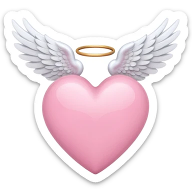 pink heart with white angel wings sticker