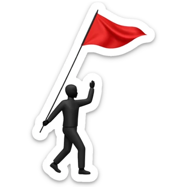 minimalist human silhouette holding a red flag sticker