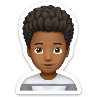 a black boy with a ondulado hair and a white t shirt  sticker