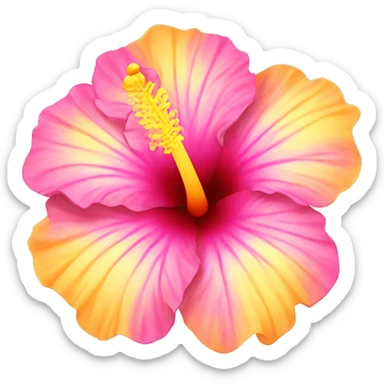 yellow and pink hibiscus flower sticker