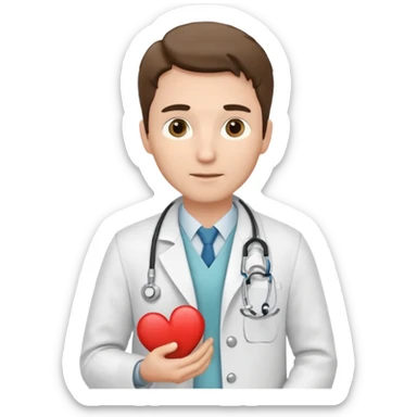 Cardiac sonographer male long white coat or scrubs sticker