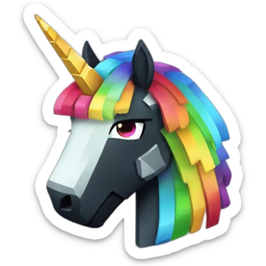 Minecraft Rainbow Black Unicorn Head With Diamond Horn sticker