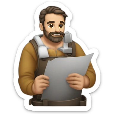 hombre gordo barba blanca pintando un cuadro sticker