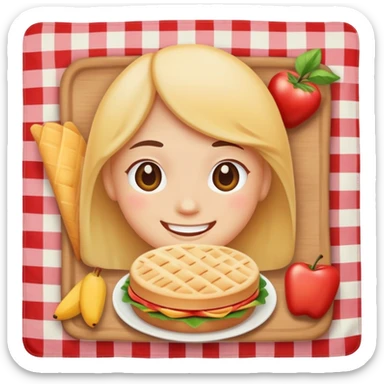 smiling face having a picnic with food on a blanket sticker