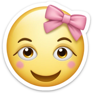 Light pink smiley with two little bows and eyelashes  sticker