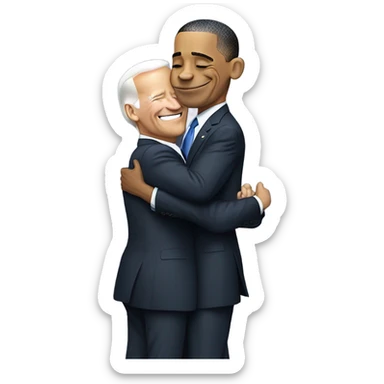 joe biden and obama hugging sticker