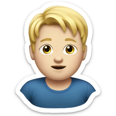 Obese young boy with blonde hair. sticker