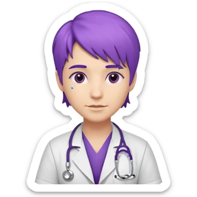 purple haired doctor sticker