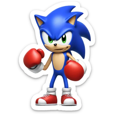 Sonic with a boxing gloves on sticker