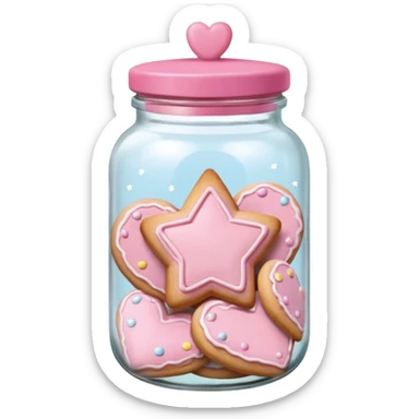 pastel pink christmas cookies in different shapes in jar with pink lid  sticker