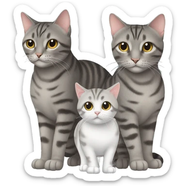 two gray tabby cats, one bigger and one smaller sticker