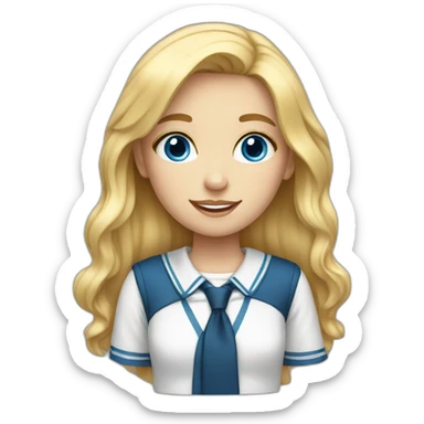 Blonde schoolgirl with blue eyes sticker