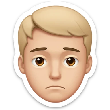 young man with a frown and downcast eyes sticker