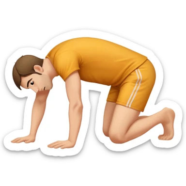 a guy arching his back on all fours sticker