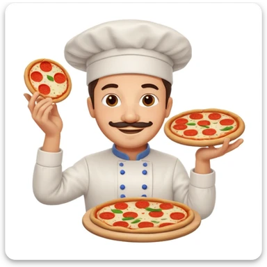 smiling Italian chef spinning pizza dough sticker