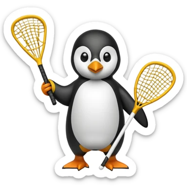 Penguin playing lacrosse  sticker