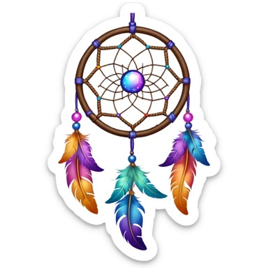 a hanging nebula dreamcatcher with white background sticker