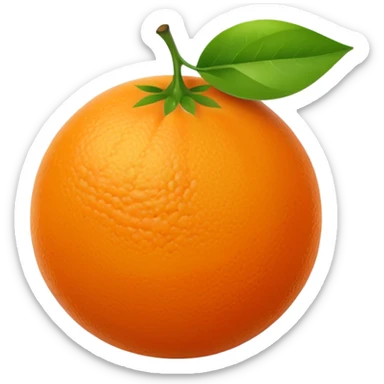 Orange fruit with leaf flat  sticker