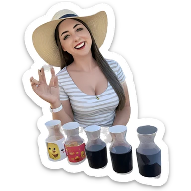 smiling girl in sun hat sticker