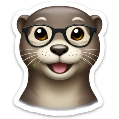 Happy otter with glasses sticker