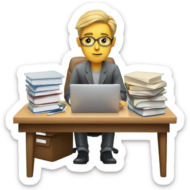 a researcher writing a paper sticker