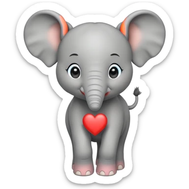 Elephant calf with small heart symbol on head. sticker